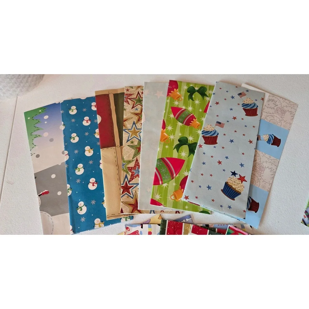 Assorted Full Sheet Gift Wrapping Paper Lot Christmas Holiday Retro Unused